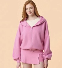 Blogilates Women's Marshmallow Full Zip Hooded Sweatshirt - Pink S