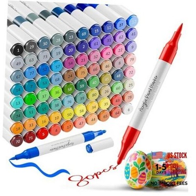 Colors Dual Tip Acrylic Paint Markers, Fabric Markers, Brush 80 Chisel&Brush