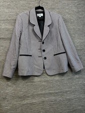 Le Suit Blazer Jacket Womens Size 18 Black/White Check 3-Button Notch Lapel