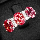 Pristine Pink Padparadscha Sapphire 3.80Ct 925 Sterling Silver Three Stone Rings