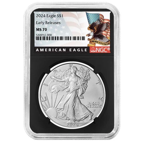 2024 $1 American Silver Eagle NGC MS70 ER Black Label Retro Core
