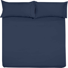 Shreem Linen Microfiber Rv Sheet Sets 48X75 3/4 Full Bunk Navy Blue Solid -