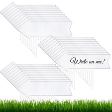Queekay 30 Pcs Blank Arrow Signs with Stakes 17 x 6 Inches 17x6 inches, White