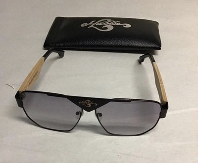 Habibe Black Full Rim Sunglasses Gray Lens with Carrying Case NEW