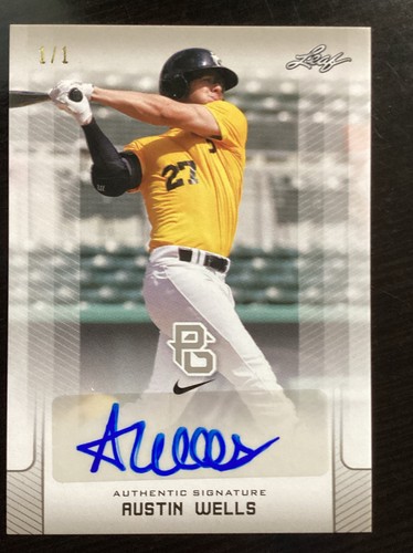 Austin Wells 2017 Leaf Perfect Game National Showcase Blank Back 1/1 Base Auto