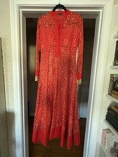 Anarkali Dress Embroidered Orange with Gold Accents Stunning Elegant