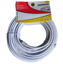 50FT RG6 Quad Cable Black White Coaxial F Extension Wire Satellite TV Antenna