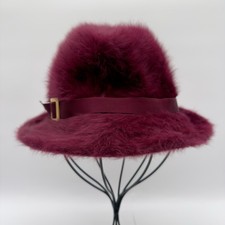 Kangol Design Burgundy Angora Fur Cloche Hat Made in England