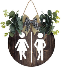 Cute Funny Half Toilet Bathroom Decor Sign - Wooden Rustic Bathroom Wall Art Han