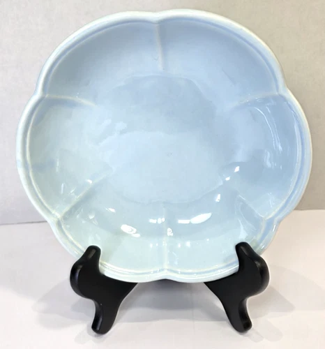 Vintage McCoy USA #7528 Pottery Bowl  Light Blue with Scalloped Edge