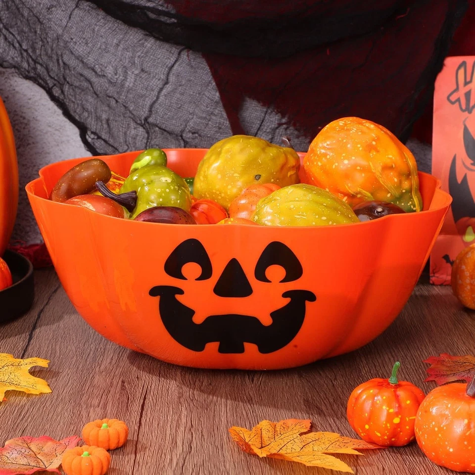 Plato grande de caramelo de calabaza de plástico para caramelo de Halloween para parte de truco o trato... Foto 2 de 4