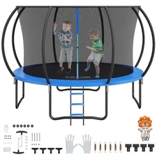 Uimoso 12FT Outdoor Recreational Trampoline for Kids with safety Enclosure Net
