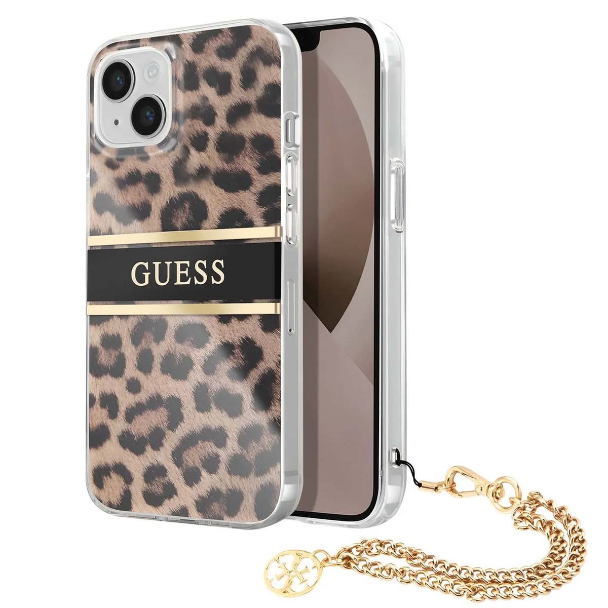 Coque iPhone 13 Mini Guess Léopard chic et élégant en silicone premium