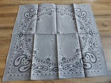 Trainmen Paisley Gray Cotton Bandana Headwrap Square 21.5"