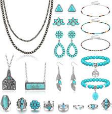 Turquoise Jewelry for Women Bohemian Western Jewelry A.Turquoise Jewelry Set
