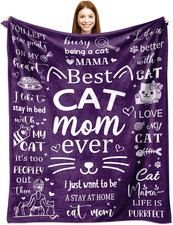 Cat Mom Gifts Blanket for Women, Cat Mom Throw Blankets for Women Soft Flannel