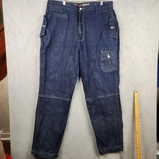 Vintage Bode Imperial Jeans Mens 40x34 Blue Denim Cargo Baggy Wide Leg Y2K Cyber