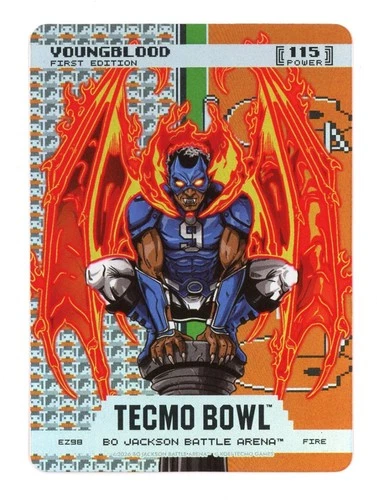 2026 Battle Arena Tecmo Bowl Youngblood Bryce Young EZ98 Fire Endzone Battlefoil