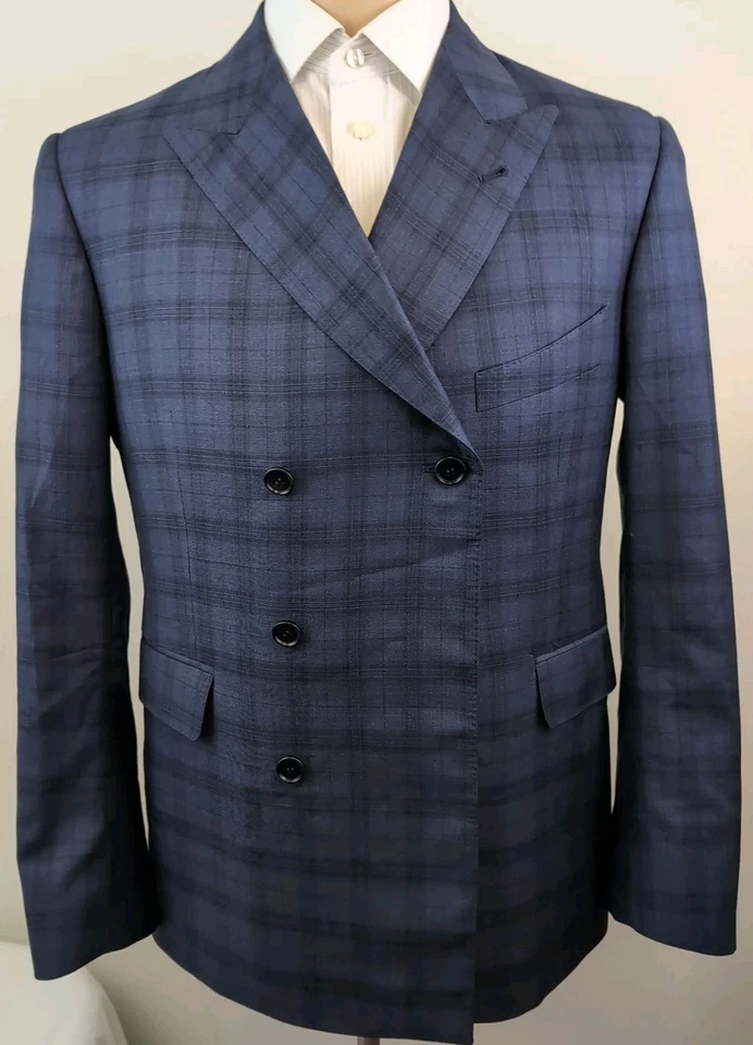 Michel's Bespoke Mens Peak Lapel Double Breasted Surgeon Cuff Suit Sz 38R W30X29 - Image 4 of 4