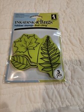 New Inkadinkado Clings Leaves Rubber Stamps- 3 Pcs.