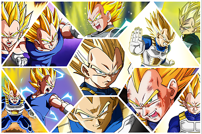 Dragon Ball Z SSJ Vegeta Collage 18in x 12in Free Shipping