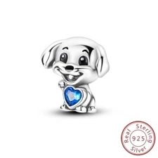 MULA 925 Sterling Silver DIY Charm Blue AAA CZ Enamel Dog For Women Bracelet