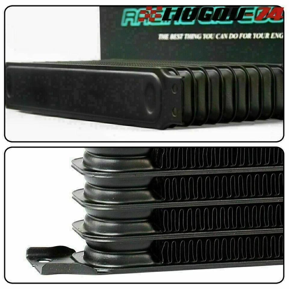 Enfriador de aceite de motor de aluminio AN10 universal de 15 filas + kit adaptador de termostato nuevo Foto 4 de 4