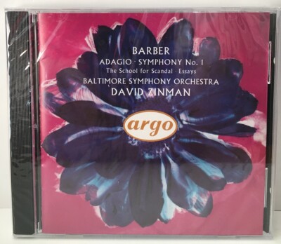 Barber: Adagio/Symphony NO. 1 - Baltimore Symphony Orchestra David Zinman CD New