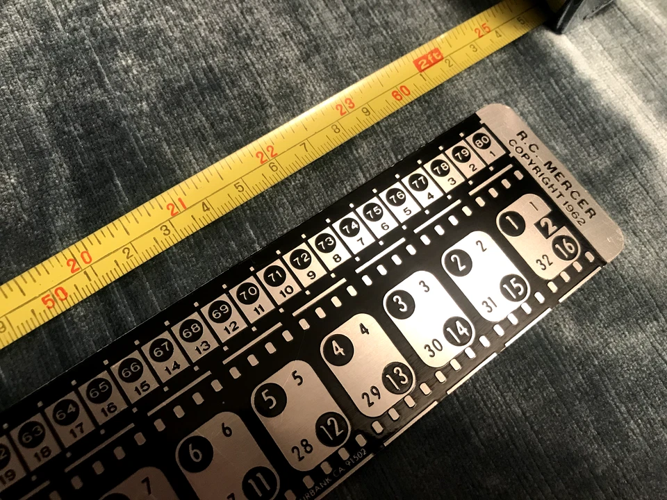 R.C. REGLA DE MARCO DE PELÍCULA MERCER / REGLA MERCER / REGLA DE CONTEO DE MARCOS / 35 mm y 16 mm Foto 3 de 4