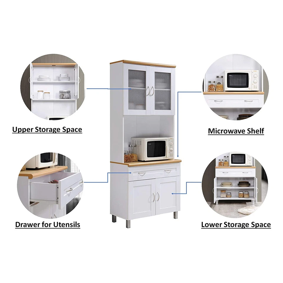 Armário de cozinha Hodedah HIK92 porcelana com portas transparentes e 4 prateleiras, branco - Imagem 4 de 4