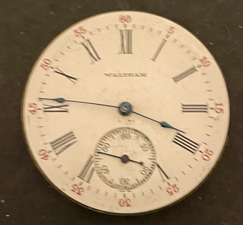 Antique 1908 Waltham Seaside Model 1890 Pocket Watch Movement Parts 6s 7j USA