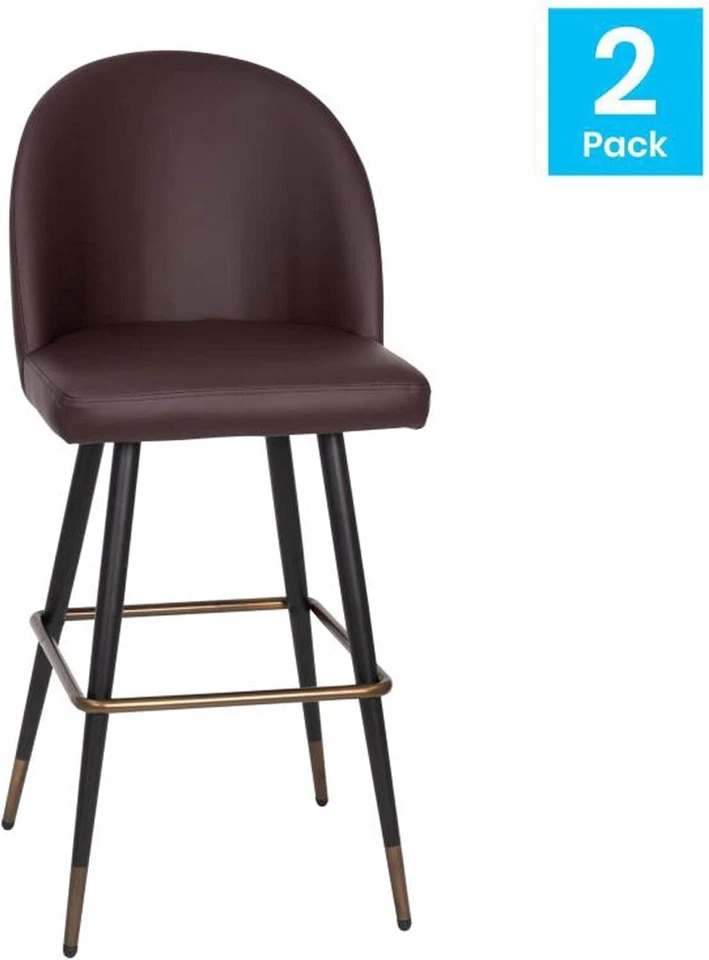 Flash Furniture Lyla Modern Taburetes de bar sin brazos - Marrón 30" Taburete de bar - JUEGO DE 2* Foto 3 de 4