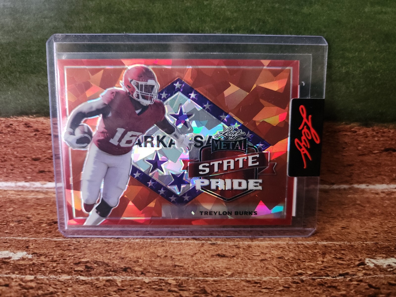 2022 Leaf Draft Metal State Pride Treylon Burks SP-TB1 Orange Mojo Rookie Card