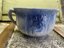 Antique Salt Glazed Stoneware Chamber Pot with Beaded Rose Cluster Design