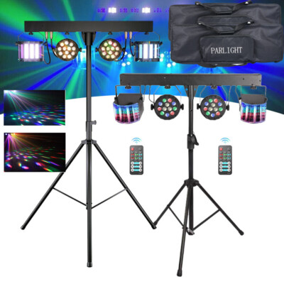 2st DJ Party Licht +Stand RGBW Stativ Par Bühnenlicht Disco Club Tragbare Tasche