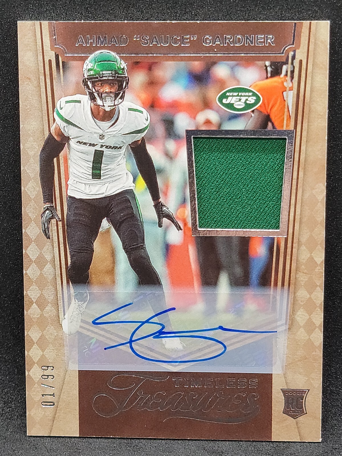 2022 Chronicles Timeless Treasures Ahmad “Sauce” Gardner 1/99 RPA RC ROY Jets