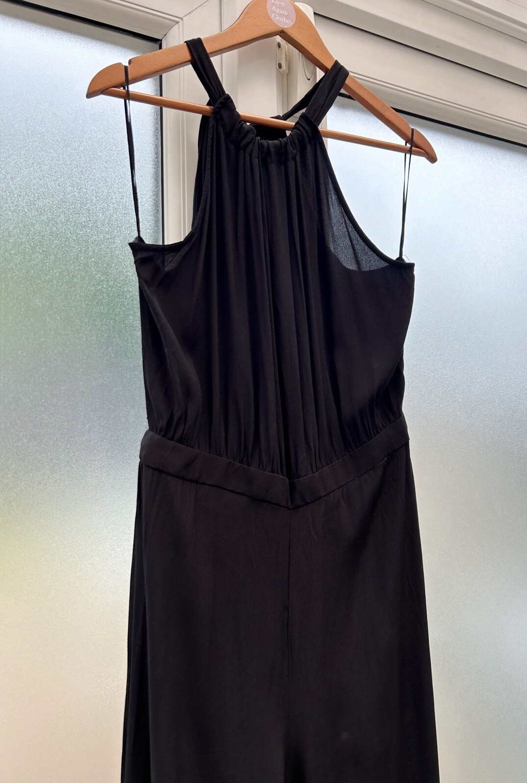 NEW Mango Black Wide Leg Halterneck Jumpsuit Size Large NWT thumbnail 6