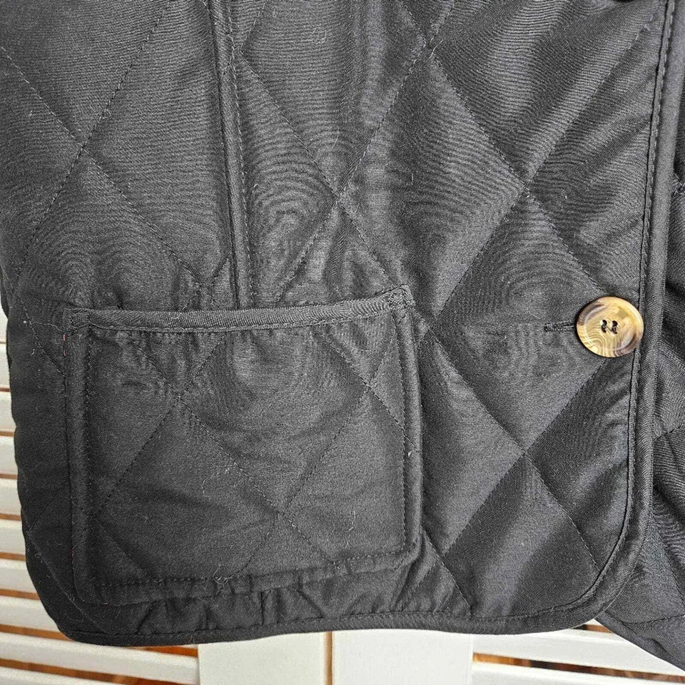 Jane Ashley Women's Black Quilted Vest Houndstooth Lining Size M - Image 3 of 4