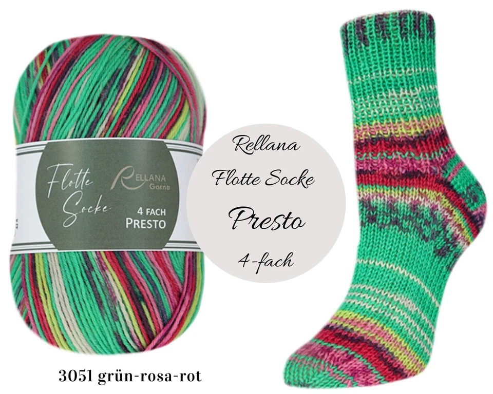 Wollpaket Sockenwolle "Rellana Flotte Socke Presto" 6x100g mulesingfrei - Bild 3 von 4