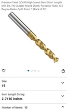 Precision twist QC41G High Speed Steel Short Length Drill Bit TON COATED