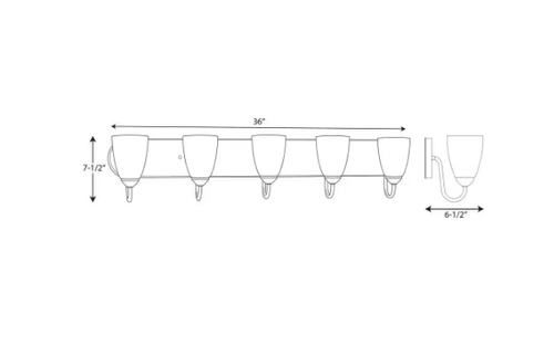 Progress Gather Collection 36 in. 5-Light Polished Chrome with Etched Glass - Picture 4 of 5