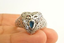 Heart Blue Topaz Solitaire 925 Sterling Silver Ring Size 6 7 8 9