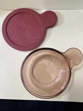 Vtg Corning Ware Vision Amber Grab It Bowl Heat ‘n’ Eat V-150-B & Lid V-150-PC