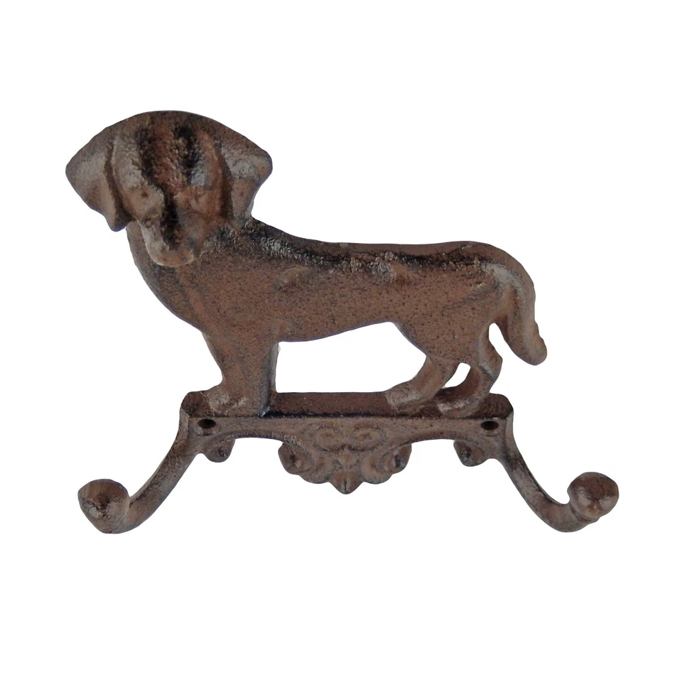 Gancho de pared doble de hierro fundido para perro correa llave toalla percha rústica marrón antiguo Foto 2 de 4