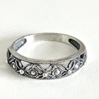 Vintage 925 Sterling Silver Openwork Cut Out Bead Design Band Ring Size 9