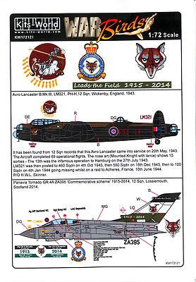Kits World Decals 1/72 PANAVIA TORNADO & AVRO LANCASTER Commemorative Schemes