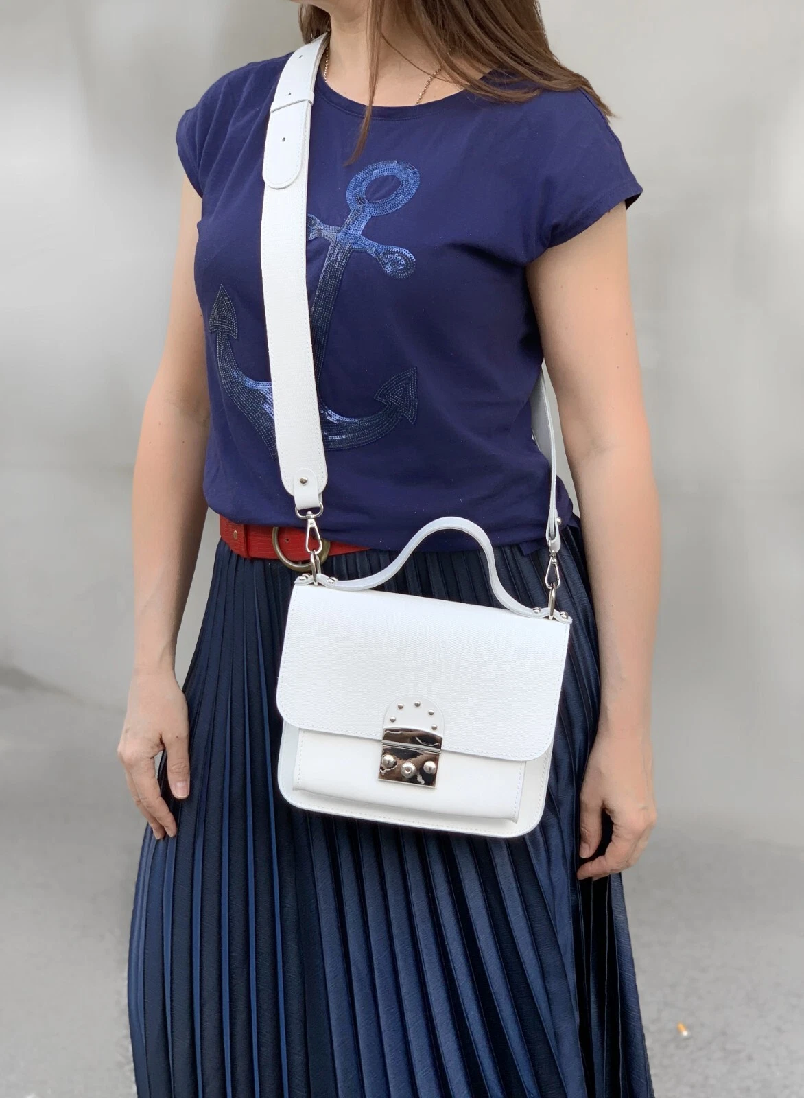 COACH Borsa donna a tracolla VERA PELLE borsetta bianca tracolla