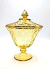Vintage Federal Glass Amber "Sharon" Cabbage Rose Candy Dish Lid Grandma Decor