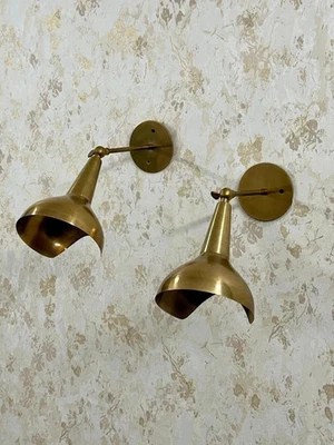 HANDMADE Mid Century Brass Wall Sconce Light – Italian Stilnovo Vintage Style Fixture