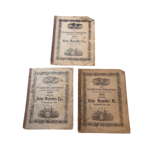 Antique 1902-1905 Frederick Almanac Lot (3) Victor Remedies Co Maryland Ephemera